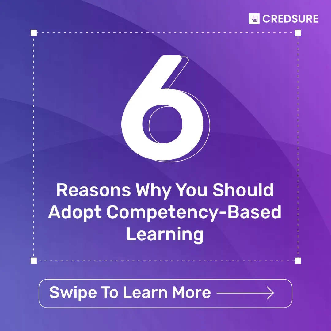 CredSure LinkedIn carousel “Competency-based learning”, slide 1 of 8