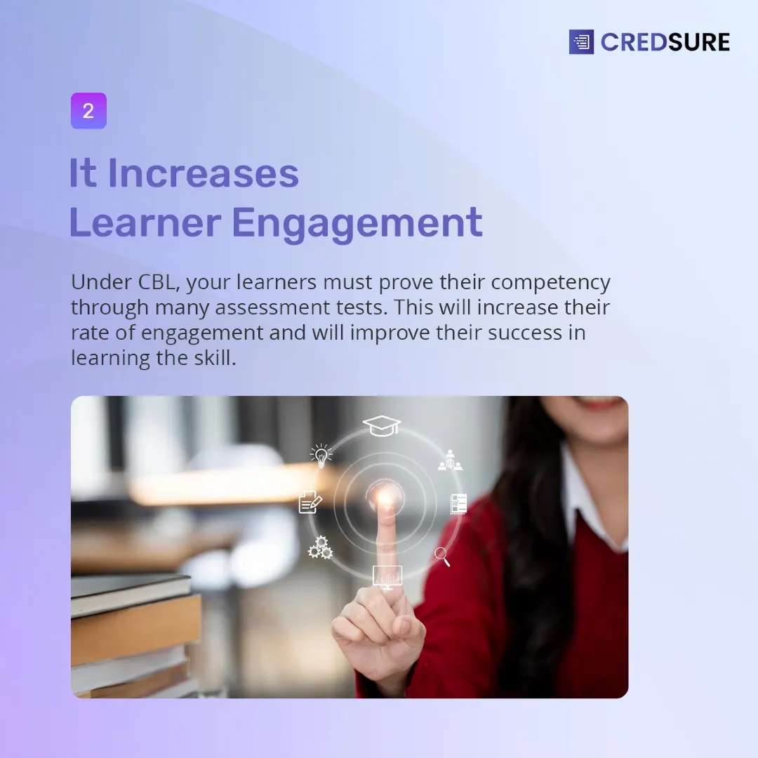 CredSure LinkedIn carousel “Competency-based learning”, slide 3 of 8