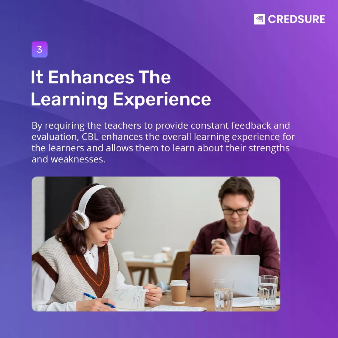 CredSure LinkedIn carousel “Competency-based learning”, slide 4 of 8
