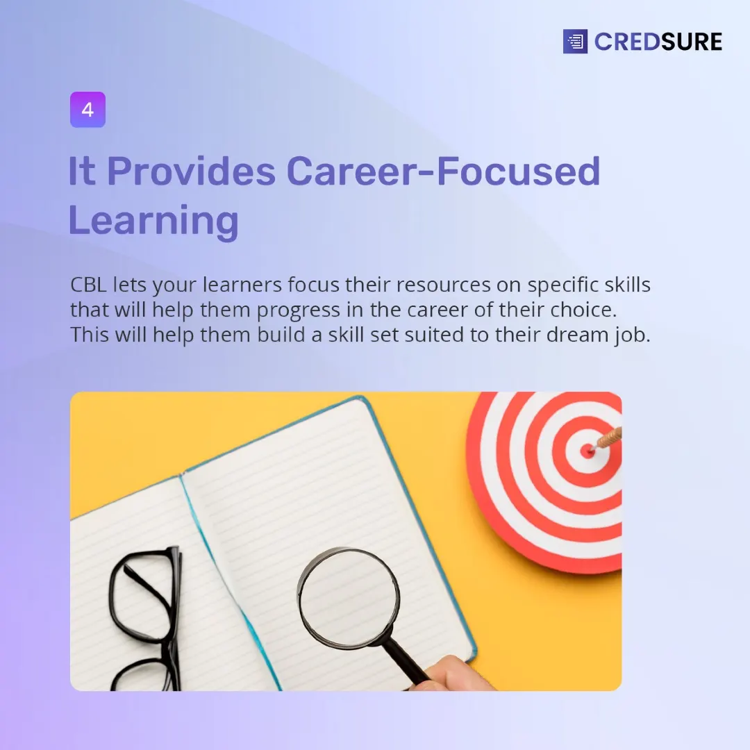 CredSure LinkedIn carousel “Competency-based learning”, slide 5 of 8