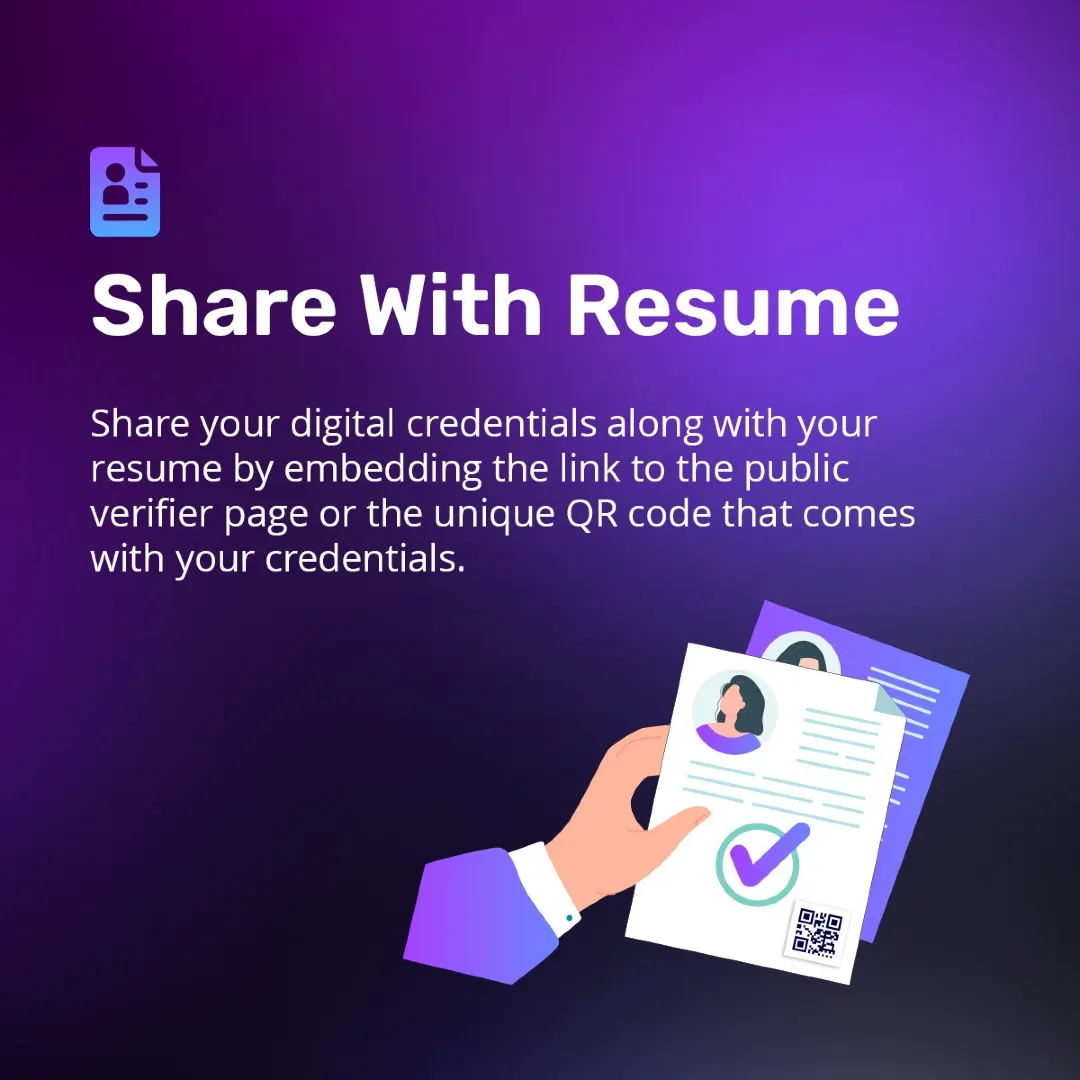 CredSure LinkedIn carousel “Sharing digital credentials”, slide 4 of 5