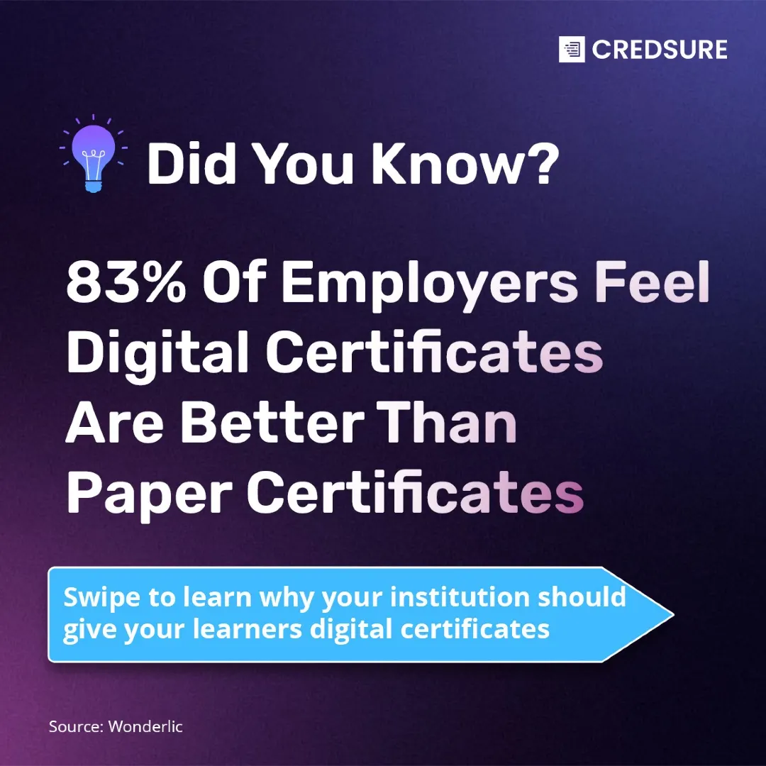 CredSure LinkedIn carousel “Digital vs paper certificates”, slide 1 of 5