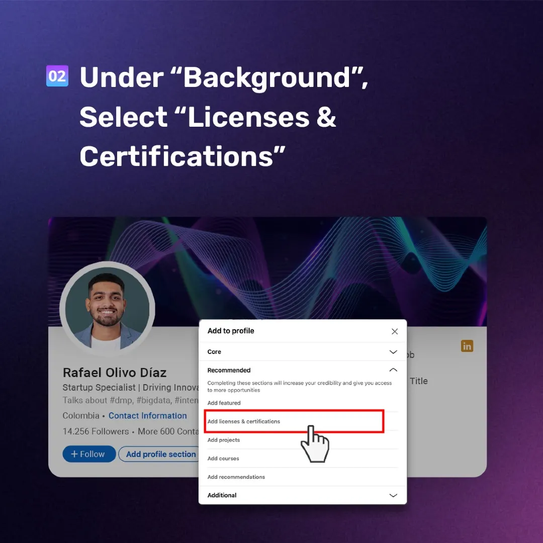 CredSure LinkedIn carousel “Digital badges on LinkedIn”, slide 3 of 5
