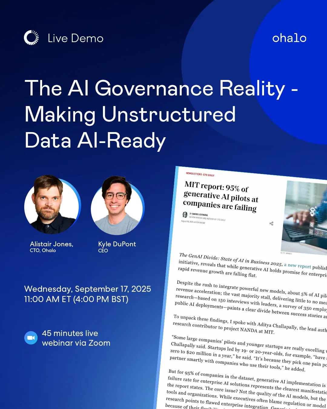 Ohalo webinar announcement